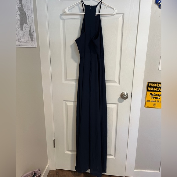 Lulu’s Beauty and Grace Keyhole Navy Maxi Dress, W’s size Medium - Picture 5 of 9